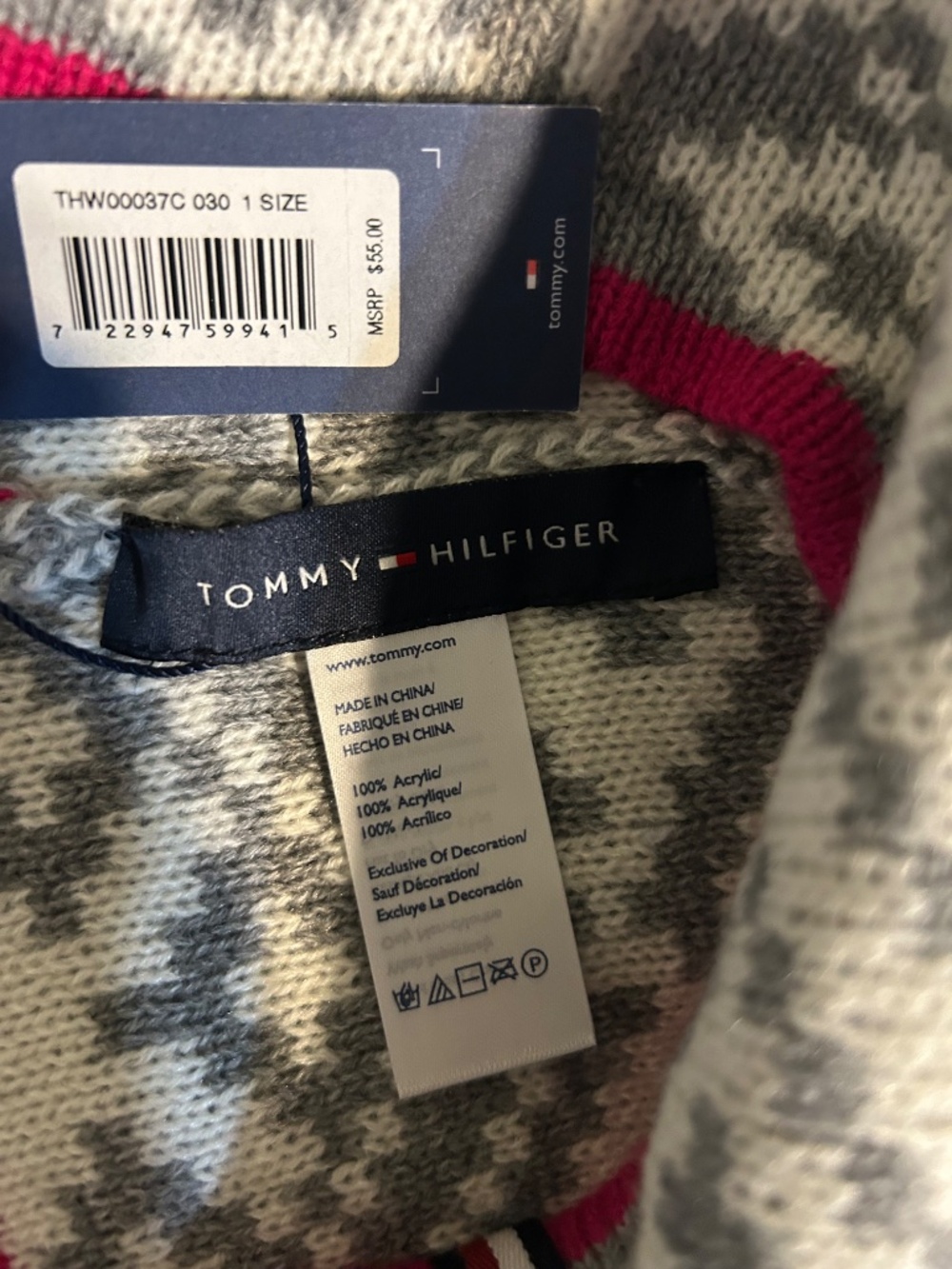 Tommy Hilfiger Grey And White Beanie W/ Pompom - Picture 4 of 4